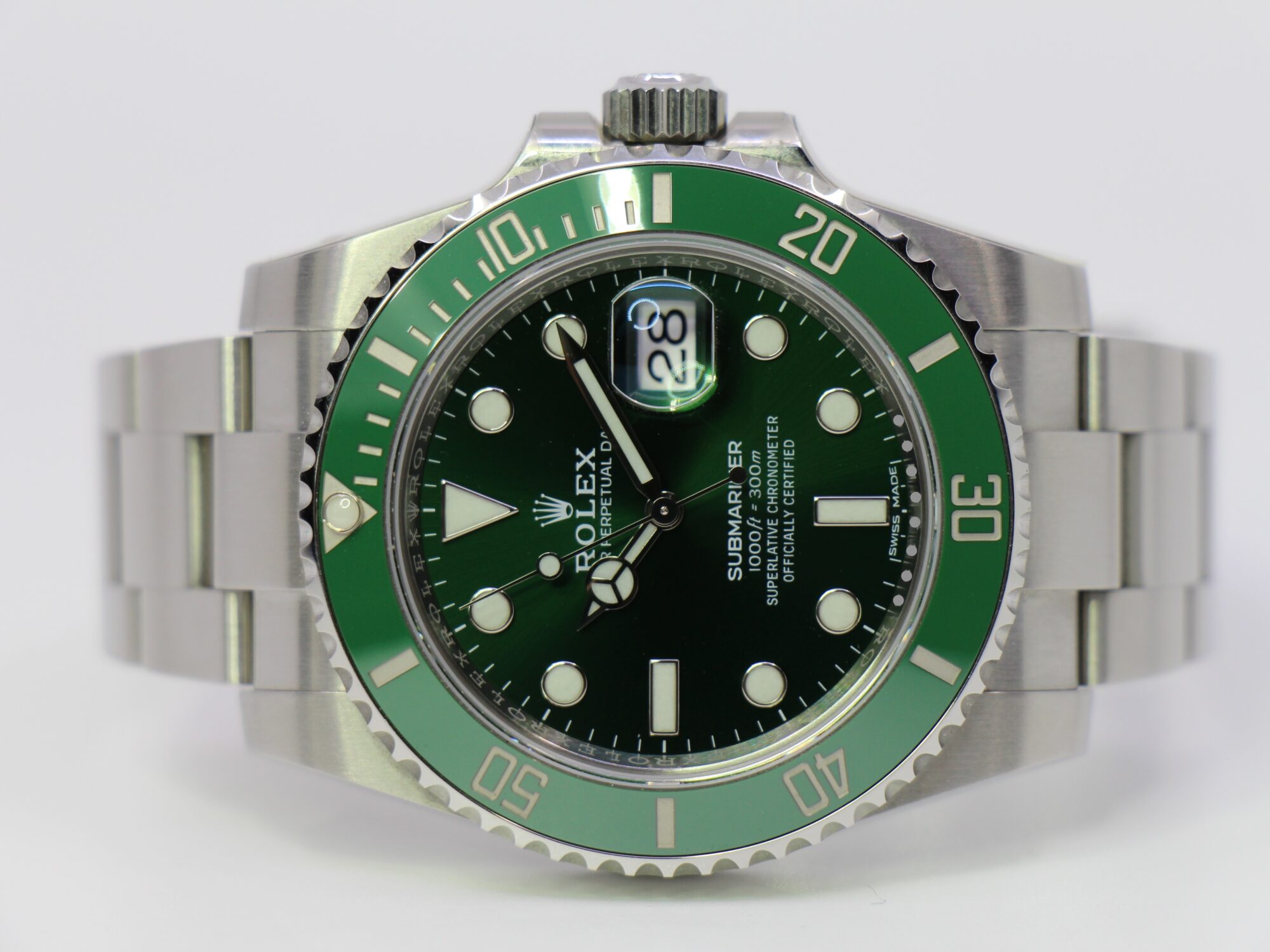 ROLEX SUBMARINER DATE 116610LV "HULK" NEW CARD - LIKE NEW