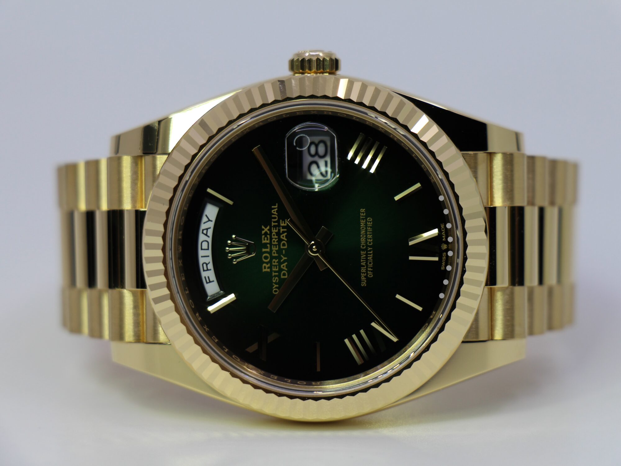 ROLEX DAY-DATE 228238 GREEN OMBRÉ - NEW 12/2024